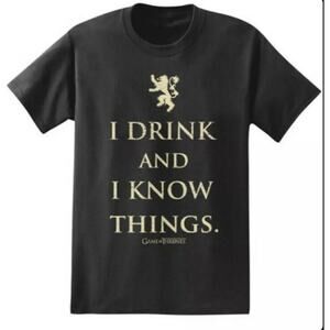 Game Of Thrones T-Shirt I Drink And Know Things Size Small Black NWT